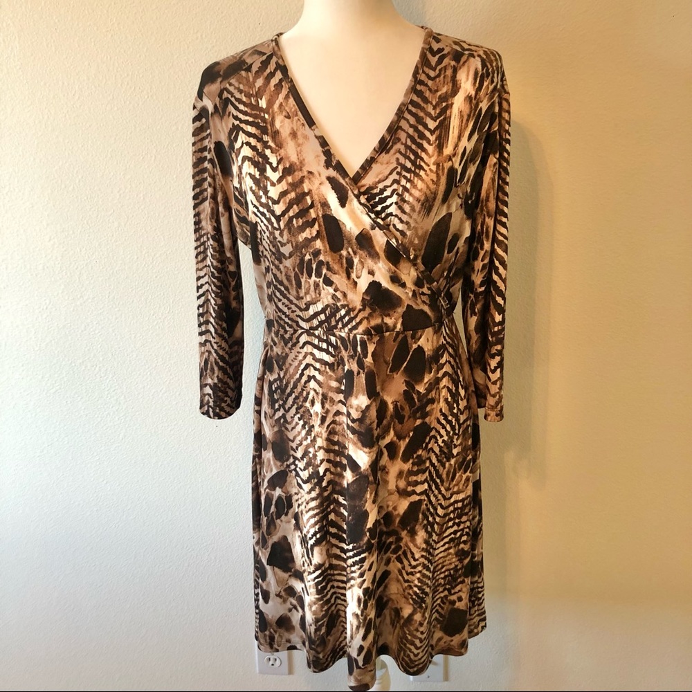 Chico’s V-Neck Faux-Wrap Animal Print Dress